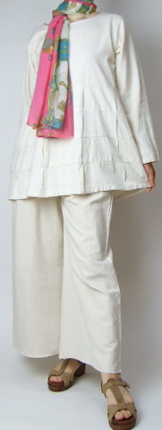 タックポケットパンツ白　アジアンファッション-通販◇すっきり型