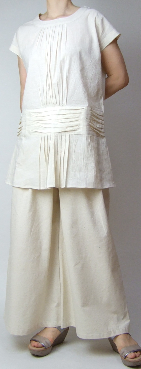 すっきりウエストパンツ白　アジアンファッション-通販◇袴型パンツ