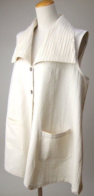 大きな襟のロングベスト白　ファッション 通販◇ベスト