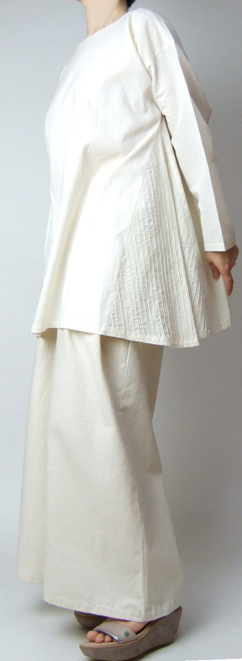 すっきりウエストパンツ白　アジアンファッション-通販◇袴型パンツ
