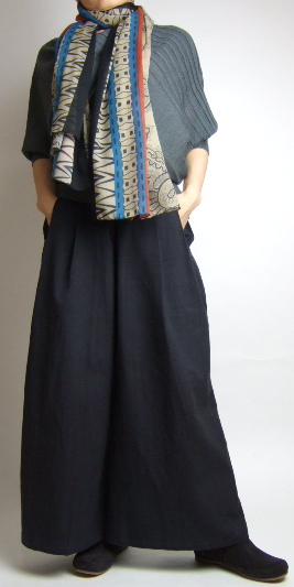 美スタイル　紺・ネイビー・藍色コットンパンツ　大きいサイズ　Kaya Boutique レディースファッション通販　ボトムス